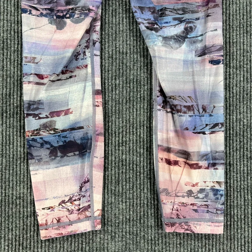 Lululemon Wunder Under High Rise Leggings Womens 8 Purple Striped Active Casual